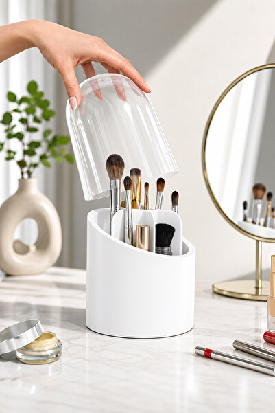 DOVİHOME Diamond White Makeup Brush and Cosmetic Organizer Hygienic Organizer...