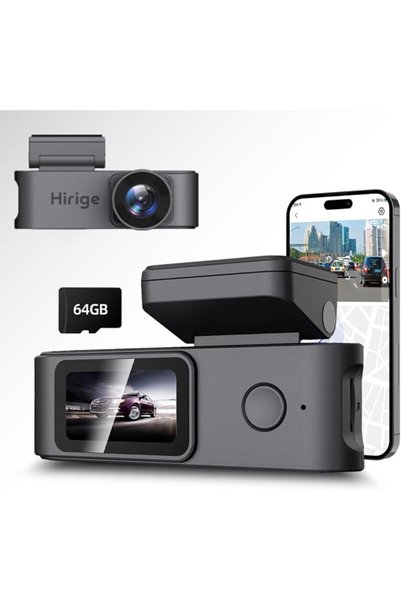 Hirige كاميرا أمامية مزدوجة H5PRO بدقة 4K+1080P مع بطاقة ذاكرة 64 جيجابايت مج...