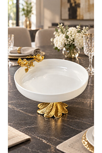 MAY HOME Porselen Salata Meze Sunum Kasesi & Metal Ayaklı Servislik Firuze