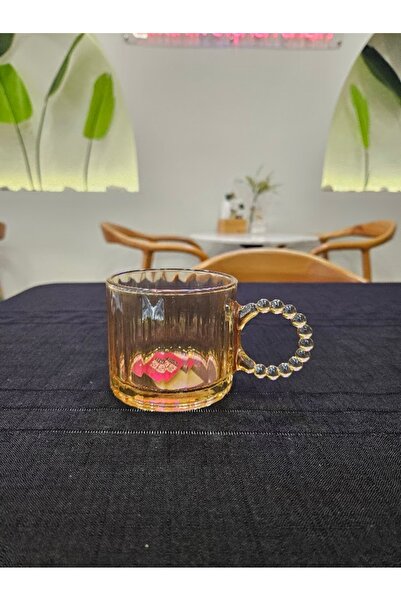 BAL RENGİ BONCUK KULPLU ÇAY FİNCANI