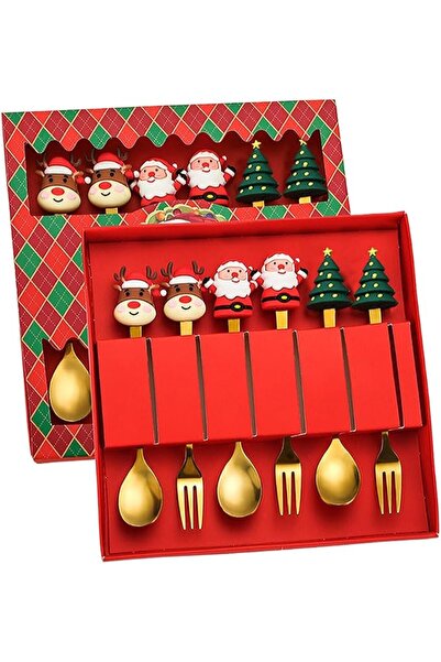 Goodern Christmas Cutlery Set of 6,Stainless Steel Christmas Tree Tea Spoon w...