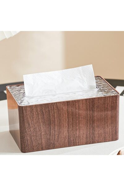 Generic Waterproof Faux Woodgrain Tissue Box Cover - Built-in Spring Plastic ...
