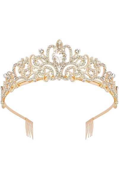 Shining Diva Fashion تاج وعصابة رأس كريستالية للنساء، تيجان أنيقة مع مشط للشعر