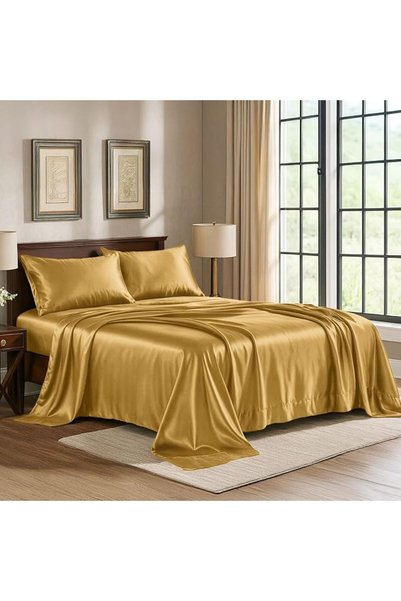 Pure Bedding Satin Sheets King [4-Piece, Black] Hotel Luxury Silky Bed Sheets...