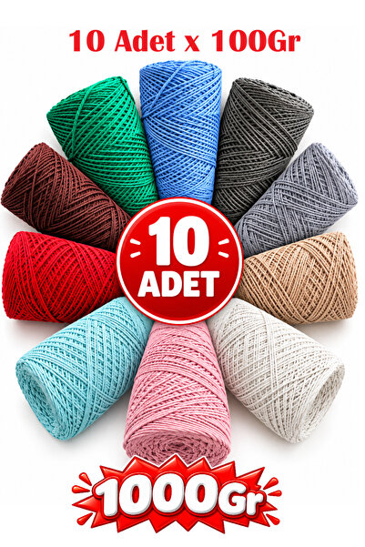 Akmonia 1 kg Pamuklu El Örgü İpi Amigurumi koton ip punch ipi Runner İpi