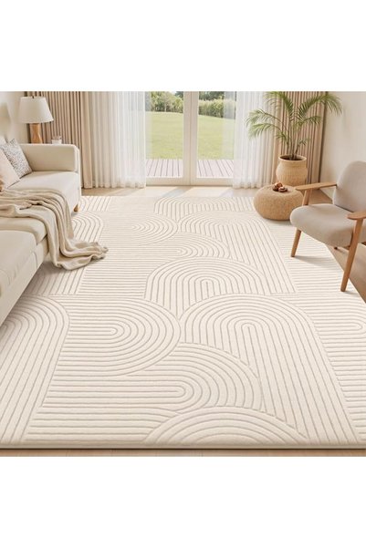 GENERAL Sour Lemon Carpets for Living Room 160X230 Cm, Very Large Cream Carpe...