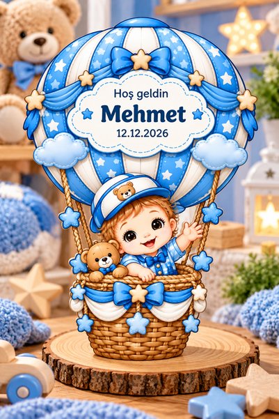 hediyyenvar Kişiye Özel Bebek Magneti Ahşap Üzeri UV Baskı 8x5,5 cm 10'lu Paket