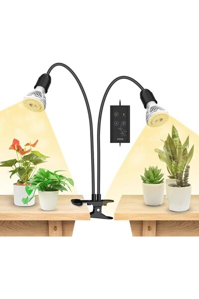 SANSi مصباح LED للنباتات الداخلية، 300 واط، طيف كامل، مصباح نباتي بمشبك برأسي...
