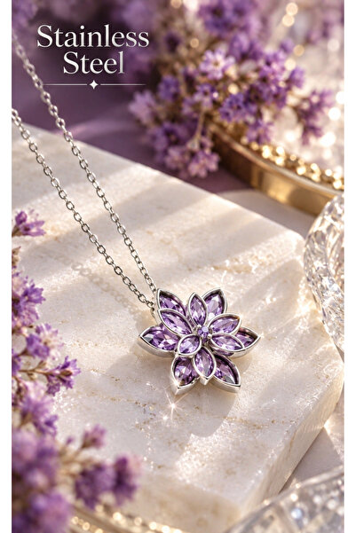 stainless steell Silver Color Lilac Lotus Model Steel Necklace