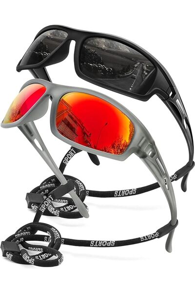 GENERAL AWGSEE Polarized Sports Sunglasses for Men 100% UV Protection Wrap Ar...