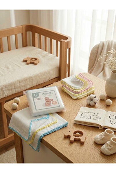 Erca Home Tekstil Ürünleri %100 Pamuk 10 lu Kız-erkek Bebek 28x 28 Ebat Çift ...