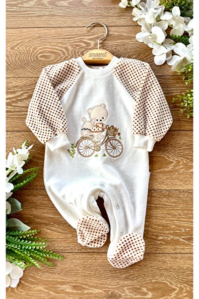 Renkli Puset Velvet Baby Romper Rabbit Bear