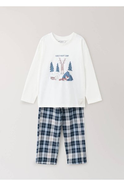 MANGO Baby Kareli flanel pijama seti