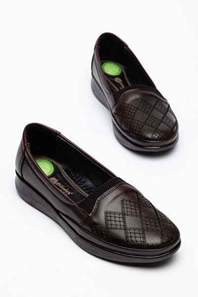 Dilimler Ayakkabı Orthopedic Women's Casual Shoes Burgundy Genuine Leather wi...