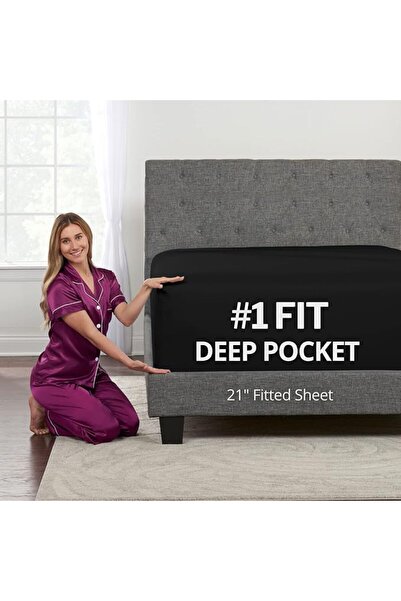 DeaLuxe King Size Fitted Sheet Only - Real 16” Inch Deep Pocket White Fitted ...
