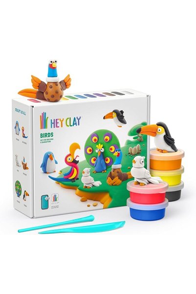 Hey Clay مجموعة طين تشكيل ملون للأطفال - طقم طين يجف بالهواء 15 علبة وأدوات ن...