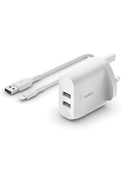 Belkin Limited شاحن حائط بيلكن بوست تشارج ثنائي المنافذ USB-A بقوة 24 واط + ك...