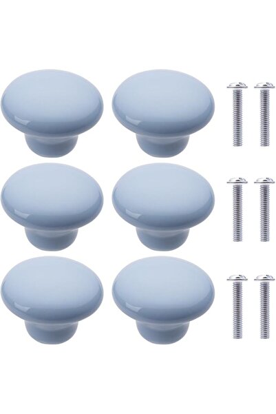 GENERAL NAKUPENDA Pack of 6 Furniture Knobs Round Ceramic Cabinet Drawer Knob...