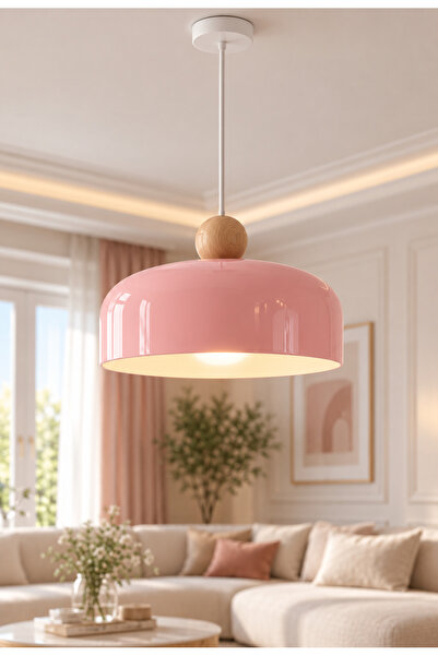 burenze Calico Sarkıt Avize Pembe Pink Çocuk Odası Avize Ahşap Küre Detaylı