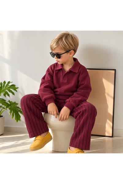 AduraKids Bordo Polo Yaka 2'li Takım