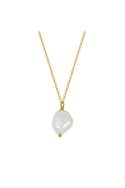 Be Special Colier din argint 925 placat cu aur de 14K cu perle, 47 cm