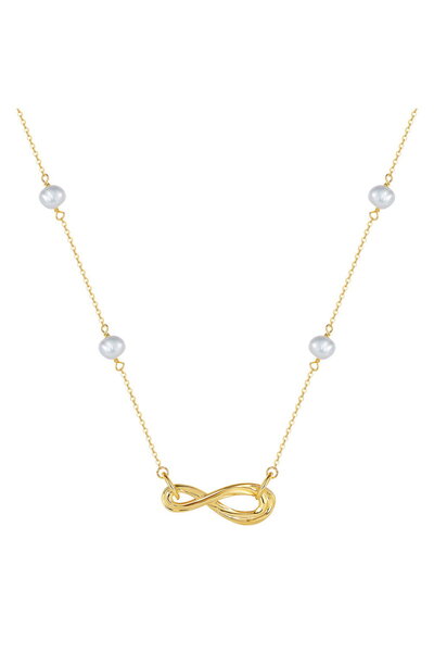 Be Special Colier din argint 925 placat cu aur de 14K cu perle IUBIRE INFINIT...