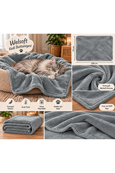 Welsoft Kumaş Kedi Köpek Battaniyesi 70x12”