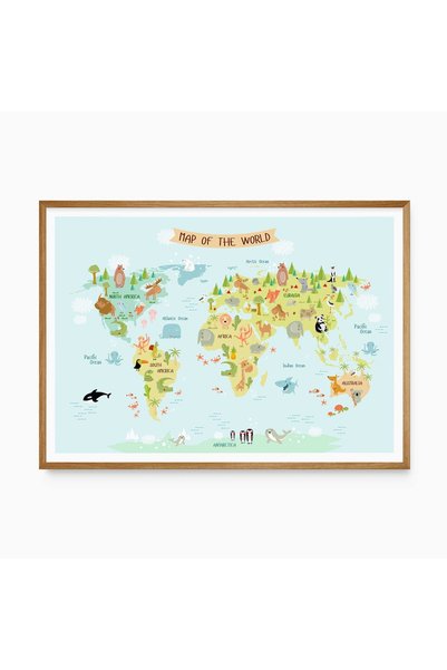 KEYFHOME Poster colorat cu harta lumii pentru copii, cadou decorativ de peret...