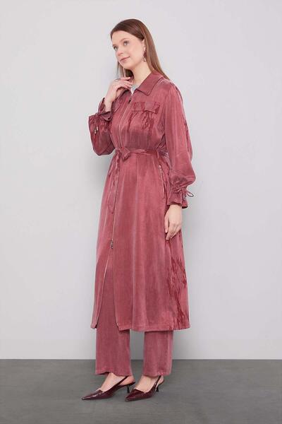 Levidor Zipper Closure Cupra Tunic Claret Red