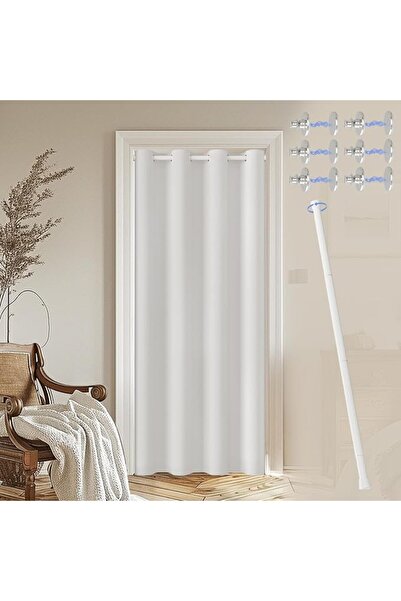 GENERAL Door Curtain with Rod and Magnetic Button Opaque with Eyelets for Liv...