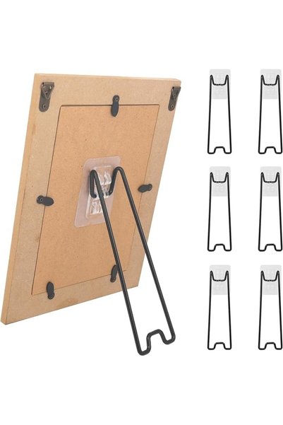 GENERAL Black Photo Frame Stands, Stainless Steel Easel Brackets with Adhesiv...
