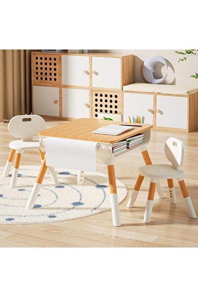 CENXI Children's Study Table, Set of 2 Chairs, 79 × 62 × 55 Cm, Height-Adjust...