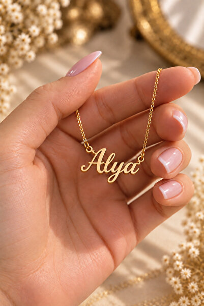 Alya İsimli 925 Ayar Gümüş Üzeri Altın Kaplama Kolye