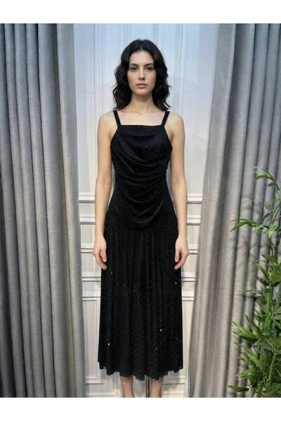 tasmim kian فستان السهرة المخملي المنسدل بدرابيه الأزهار (Velvet Floral Drape...