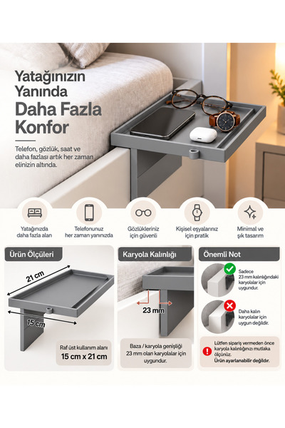 Yatak Yanı Pratik Raf
