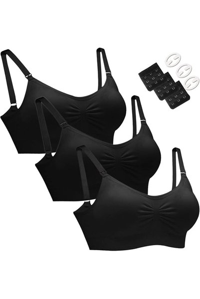 GENERAL HOFISH 3PACK Full Bust Seamless Nursing Maternity Bras Bralette S-XXL...