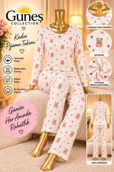 güneş collection Yumuşak Doku Süet Kadın Pijama Takımı
