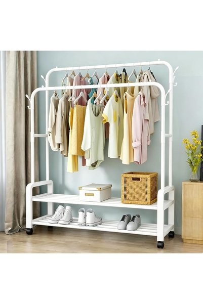 jaffiust Monoptilon Clothes Rack with Wheels, Clothing Rack