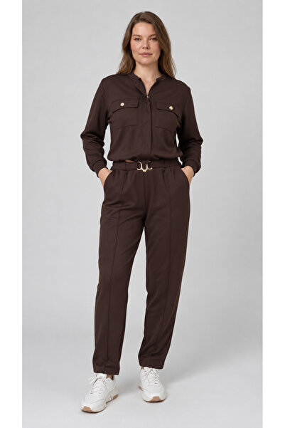 EtkiModa Women's Modal Fabric Tracksuit Set with Buckle Detail