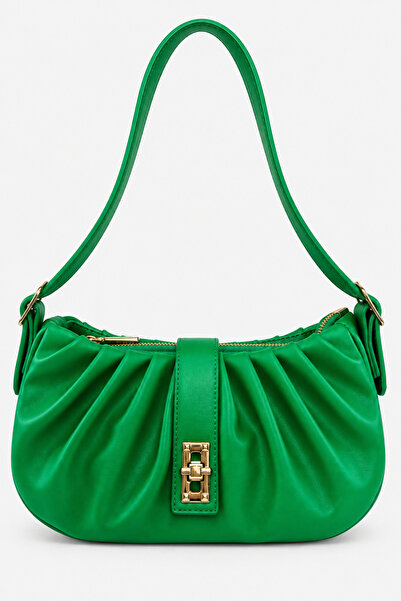 birizmoda Rio Women's Drawstring Baguette Shoulder Bag-Green
