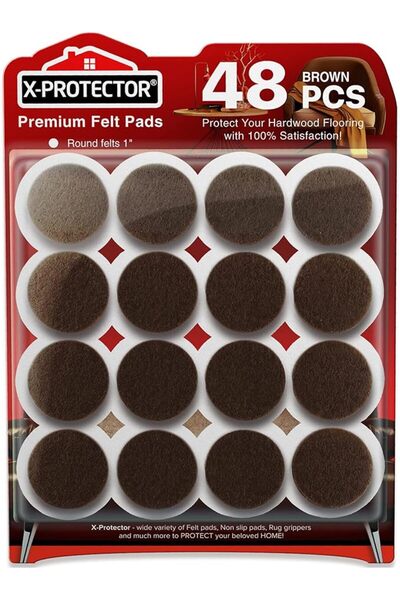X-Protector Black Felt Furniture Pads - 48pcs for Wood Floors