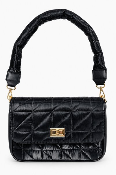 birizmoda Oslo Women's Quilted Textured Shoulder Bag - Black