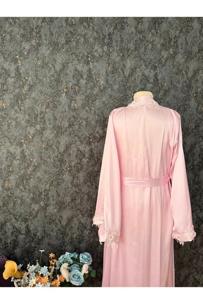 Loviana belle Boxed Set of 2 Pink Long Dressing Gowns with Rose Details