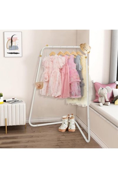 YGJT Children's Clothes Rack, Wardrobe with Shelf & Clothes Rail