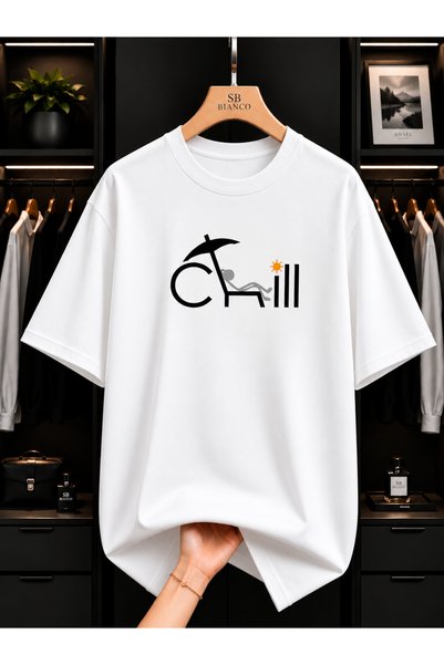 SB BİANCO Μπλουζάκι Chill Mode Summer Graphic Printed Oversize Unisex Premium