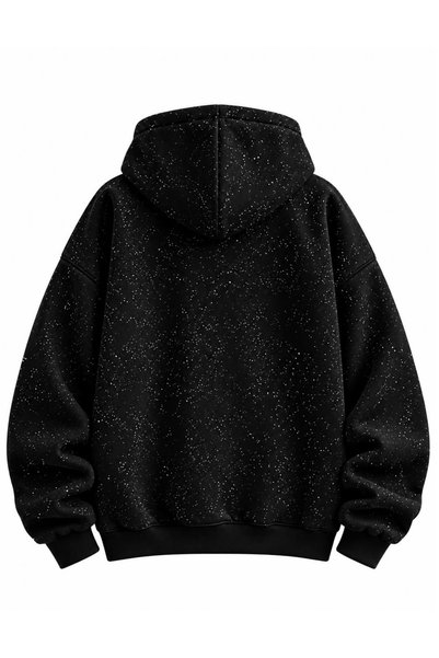 eyonnwear Cardigan negru, lucios, cu sclipici, cu glugă groasă, pentru femei