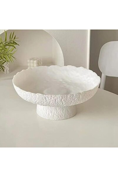 GENERAL Matte Ceramic High Foot Fruit Bowl | 10.4‘’ High-Temperature Fired Th...