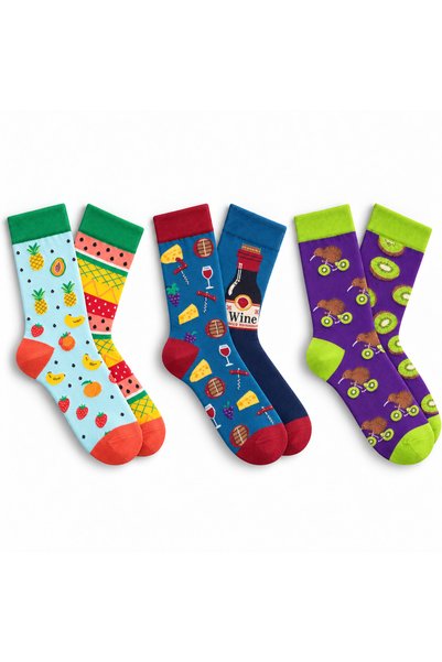Loopie Socks 3'lü Meyve Desenli Tasarım Çorap Seti - İsme Özel Şerit - Hediye...