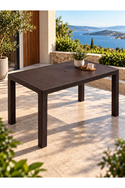 YOGNETIC Rattan Desenli, Dayanıklı Bahçe & Balkon Masası | 70x120 CM