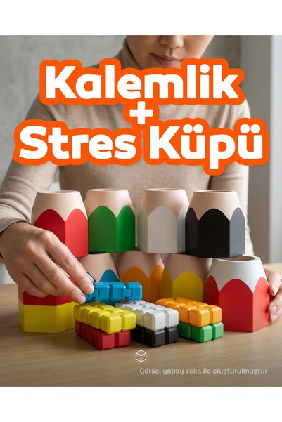 Genel Markalar Kalemlik ve Stres Küpü ikili Set, Modern, Minimalist, Ev, Ofis...